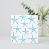 Wedding Aqua Turquoise Starfish Beach Kaart (Staand voorkant)
