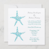 Wedding Aqua Turquoise Starfish Beach Kaart (Achterkant)