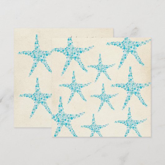 Wedding Aqua Turquoise Starfish Invitation Kaart (Voorkant / Achterkant)