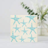 Wedding Aqua Turquoise Starfish Invitation Kaart (Staand voorkant)