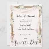 Wedding Arch en Rozen Cream Gold Bewaar de datum Save The Date (Voorkant)