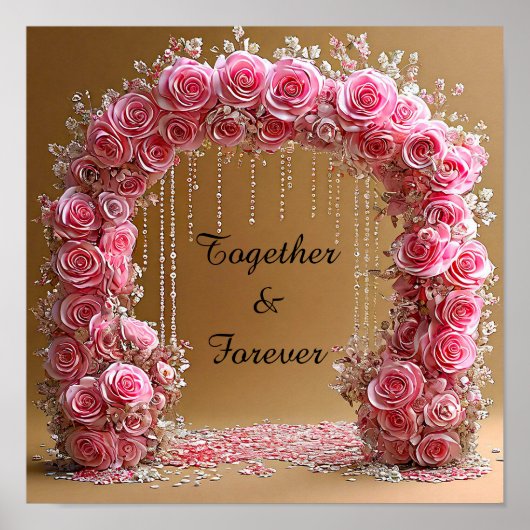Wedding Arch with Pink Roses Romantic Floral 🌸💍✨ Poster (Voorkant)