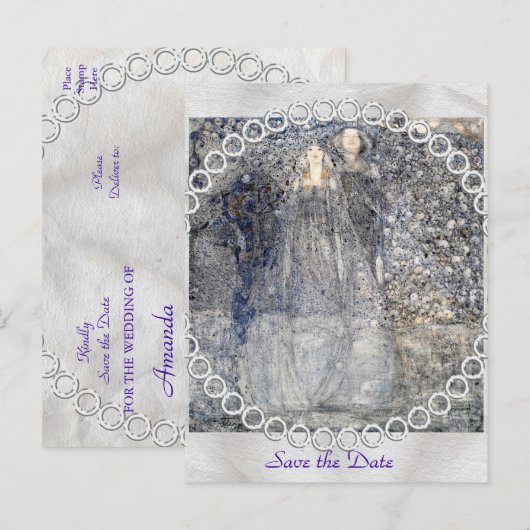 Wedding Art Nouveau Silver Apples MacDonald 1912 Aankondigingskaart (Voorkant / Achterkant)