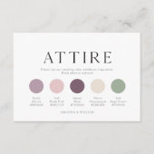 Wedding Attire Guide Card with Color Palette Kaart (Voorkant)