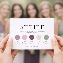 Wedding Attire Guide Card with Color Palette Kaart