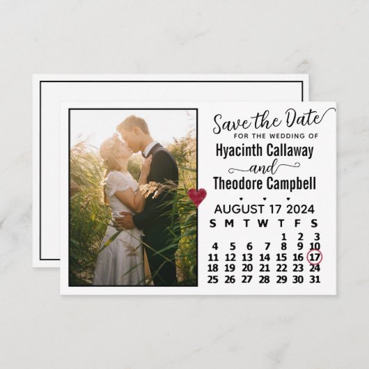 Wedding August 2024 - kalender - Aangepaste foto w Save The Date (Voorkant / Achterkant)