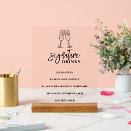 Wedding Bar Menu Acryl Teken Bord