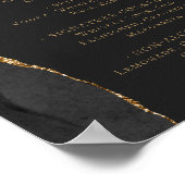 Wedding Bar Menu Black Gold Agate Dark Poster (Hoek)