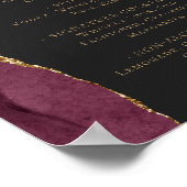 Wedding Bar Menu Burgundy Gold Agate Dark Poster (Hoek)