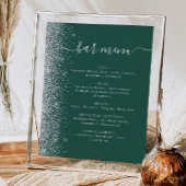 Wedding Bar Menu Donkergroen Zilver Glitter Poster