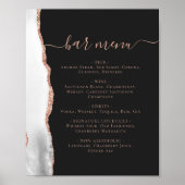 Wedding Bar Menu Gray Rose Gold Agate Dark Poster (Voorkant)