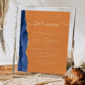 Wedding Bar Menu Navy Blue Gold Agaat Rust Poster