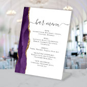 Wedding Bar Menu Paarse Gouden Agaat Reclamebord Met Voetstuk