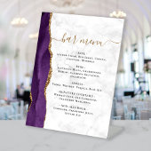 Wedding Bar Menu Purple Gold Agate Marble Reclamebord Met Voetstuk