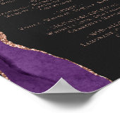 Wedding Bar Menu Purple Rose Gold Agate Dark Poster (Hoek)