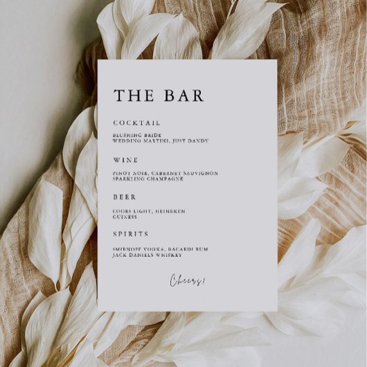 Wedding Bar Menu Sign Sjabloon, Kaart
