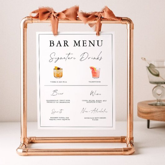 Wedding Bar Menu Sign Sjabloon Poster