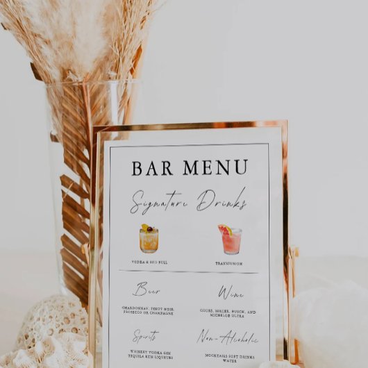 Wedding Bar Menu Sign Sjabloon Poster