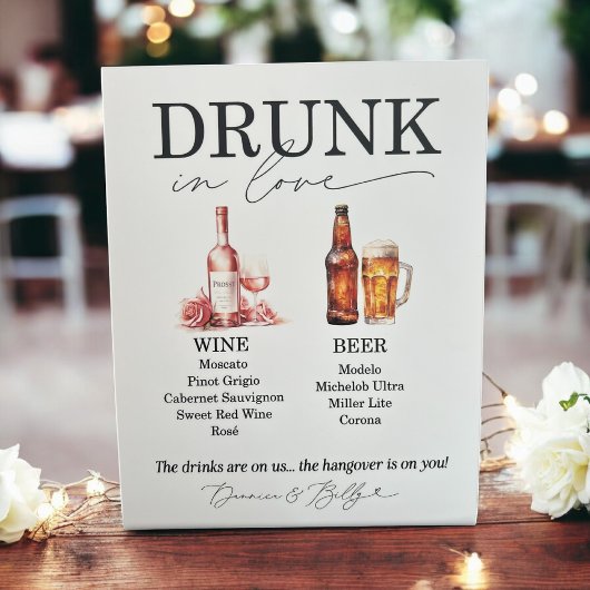 Wedding Bar Menu Sign Voor Wijn En Bier Reclamebord Met Voetstuk
