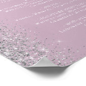 Wedding Bar Menu Stoffig Lila Zilver Glitter Poster (Hoek)