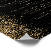 Wedding Bar Menu Zwart Goud Glitter Poster (Hoek)