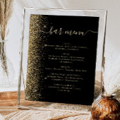 Wedding Bar Menu Zwart Goud Glitter Poster