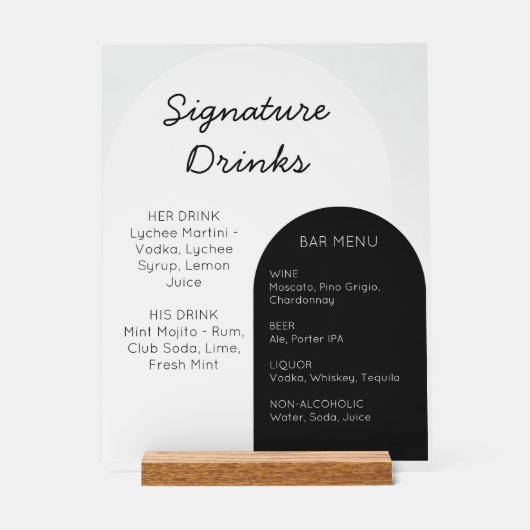 Wedding Bar Sign - Custom Arch Acrylic Display (Voorkant)