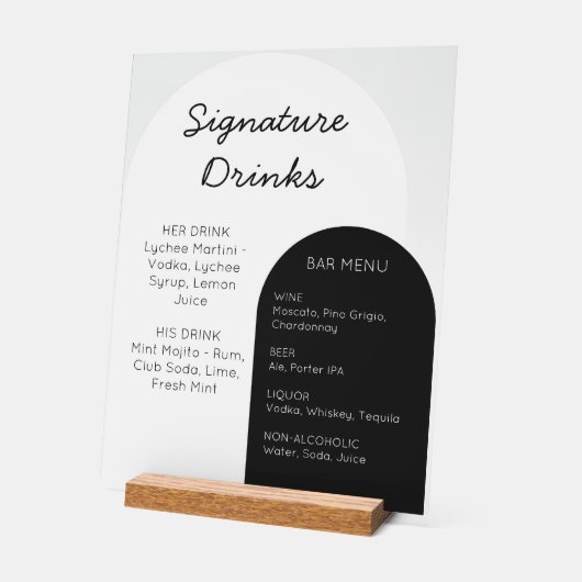 Wedding Bar Sign - Custom Arch Acrylic Display (Hoek)