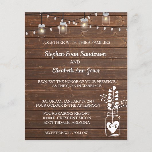 Wedding Barn Mason Jar Classic Wood Rustilights (Voorkant)