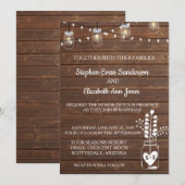 Wedding Barn Mason Jar Classic Wood Rustilights Kaart (Voorkant / Achterkant)