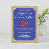 Wedding Beach Burlap Crawfish Boil Lobster Uitnodi Kaart (Staand voorkant)