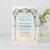Wedding Beach Canopy Waterverf Green White Floral Kaart (Staand voorkant)