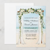 Wedding Beach Canopy Waterverf Green White Floral Kaart (Voorkant / Achterkant)