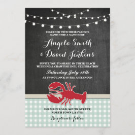 Wedding Beach Chalk Crawfish Boil Lobster Uitnodig Kaart