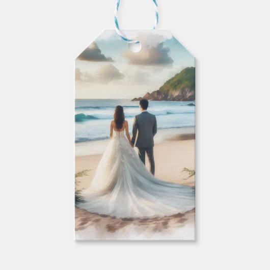 Wedding Beach Couple Cadeaulabel (Voorkant)