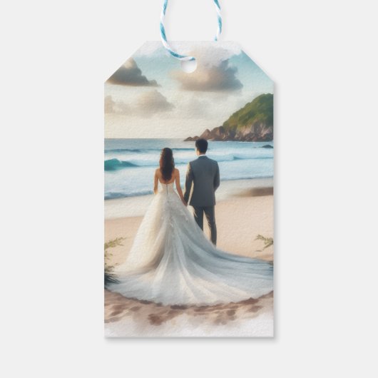 Wedding Beach Couple Cadeaulabel (Achterkant)
