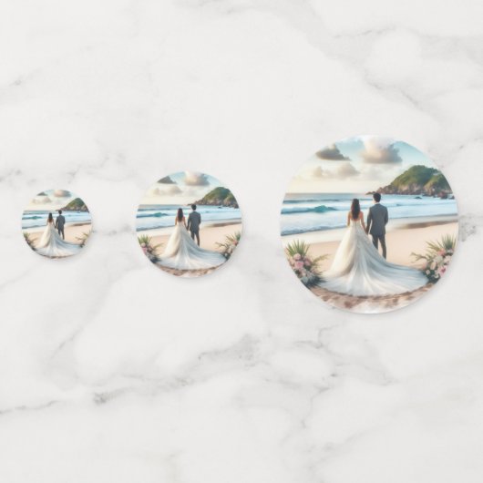 Wedding Beach Couple Confetti (Voorkanten)