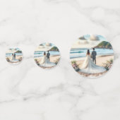 Wedding Beach Couple Confetti (Achterkanten)