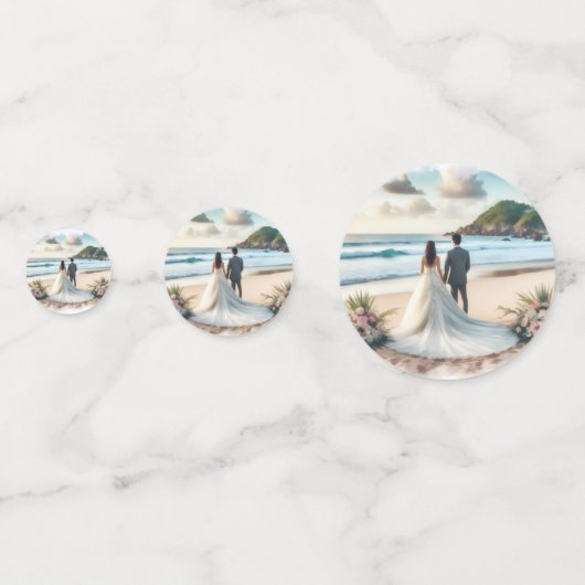 Wedding Beach Couple Confetti (Achterkanten)