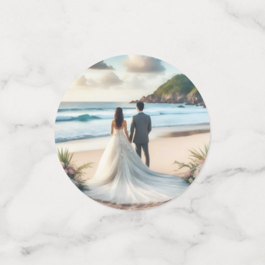 Wedding Beach Couple Confetti (Kleine voorkant)