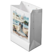 Wedding Beach Couple Medium Cadeauzakje (Voorkant Gekanteld)