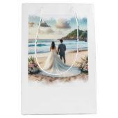 Wedding Beach Couple Medium Cadeauzakje (Voorkant)