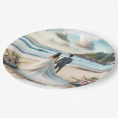 Wedding Beach Couple Papieren Bordje (Gekanteld)