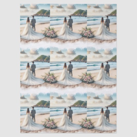 Wedding Beach Couple Tissuepapier (Voorkant)
