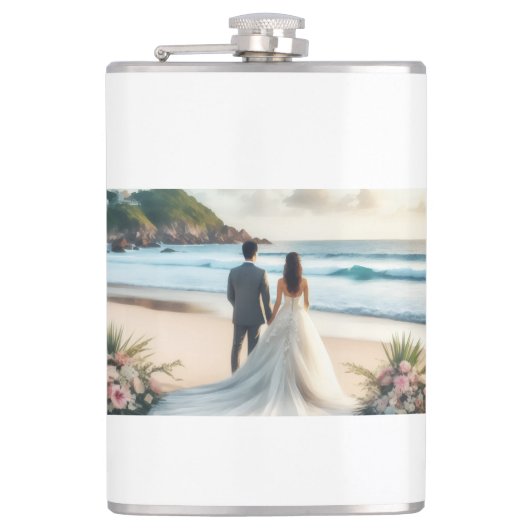 Wedding Beach Couples Heupfles (Voorkant)