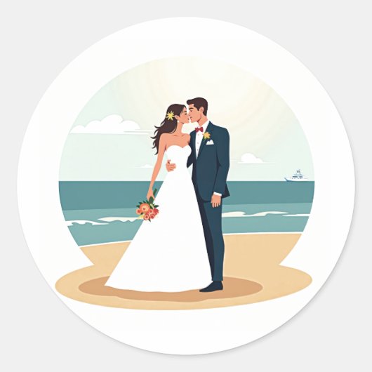Wedding Beach Kiss Sticker (Voorkant)