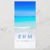 Wedding Beach Zee Blue Ocean Summer Monogram Menu (Achterkant)