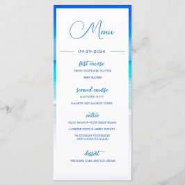 Wedding Beach Zee Blue Ocean Summer Monogram Menu