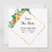 Wedding Beauful Floral Square Invitation Kaart (Achterkant)