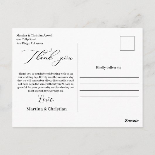 Wedding Bedankt Foto Briefkaart (Achterkant)